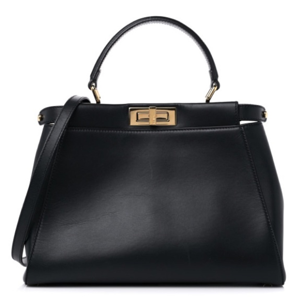 Fendi Peekaboo Iconic Satchel Black Tobacco